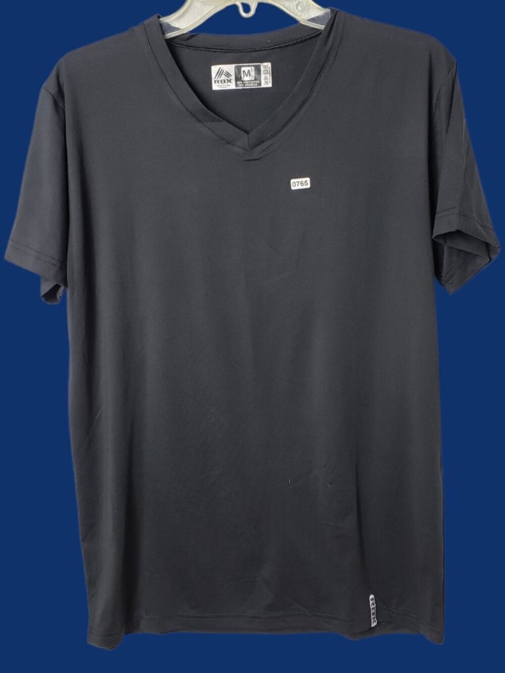 RBX Mens V-Neck Short Sleeve Moisture-Wicking T-Shirt Black Medium - Picture 3 of 9